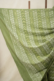 Leaf Green n White HBP Cotton Saree - SRLWCS2878