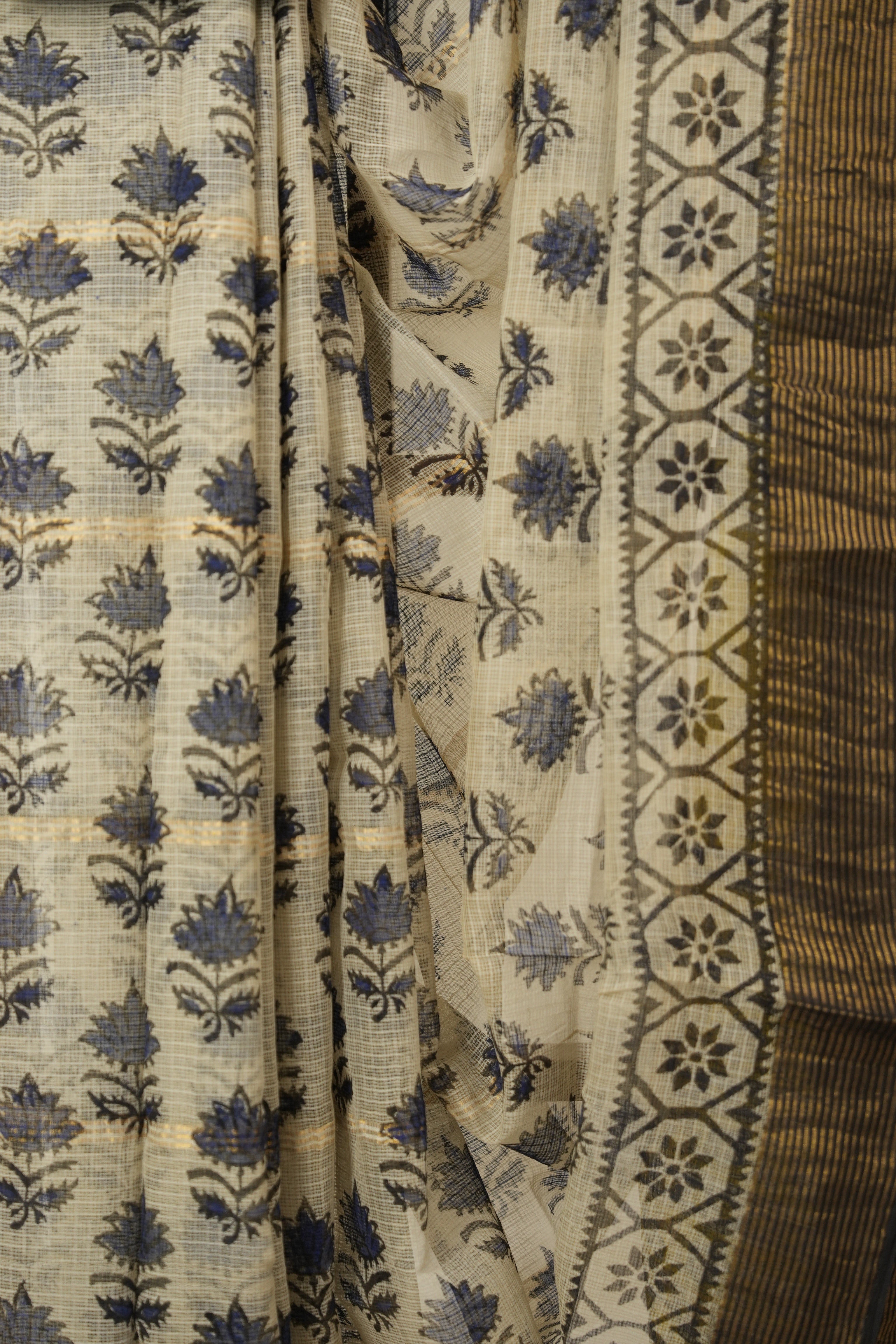 Cream HBP Kota Doria Saree - SRCKDS239