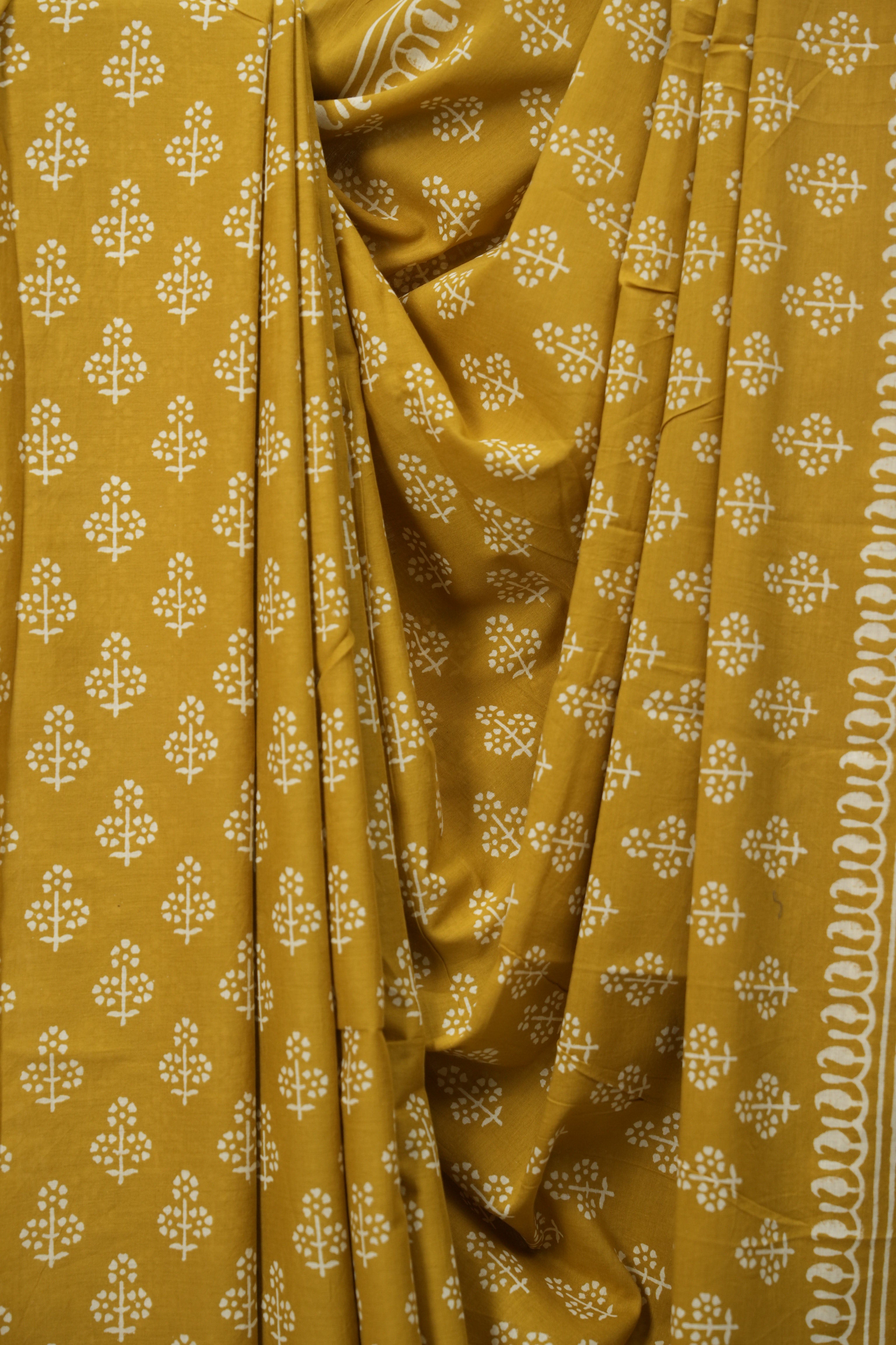 Mustard HBP Cotton Saree - SRMCS3493