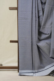 Light Blue Small Checks Cotton Patteda Anchu Saree - SRLBPAS317