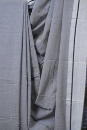 Light Blue Small Checks Cotton Patteda Anchu Saree - SRLBPAS317