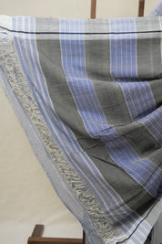 Light Blue Small Checks Cotton Patteda Anchu Saree - SRLBPAS317