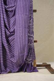 Purple n White HBP Cotton Saree - SRPWCS2876