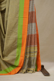 Yellow Small Checks Cotton Patteda Anchu Saree - SRYPAS338