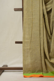 Yellow Small Checks Cotton Patteda Anchu Saree - SRYPAS338