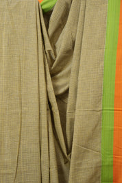 Yellow Small Checks Cotton Patteda Anchu Saree - SRYPAS338