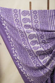 Purple n White HBP Cotton Saree - SRPWCS2876