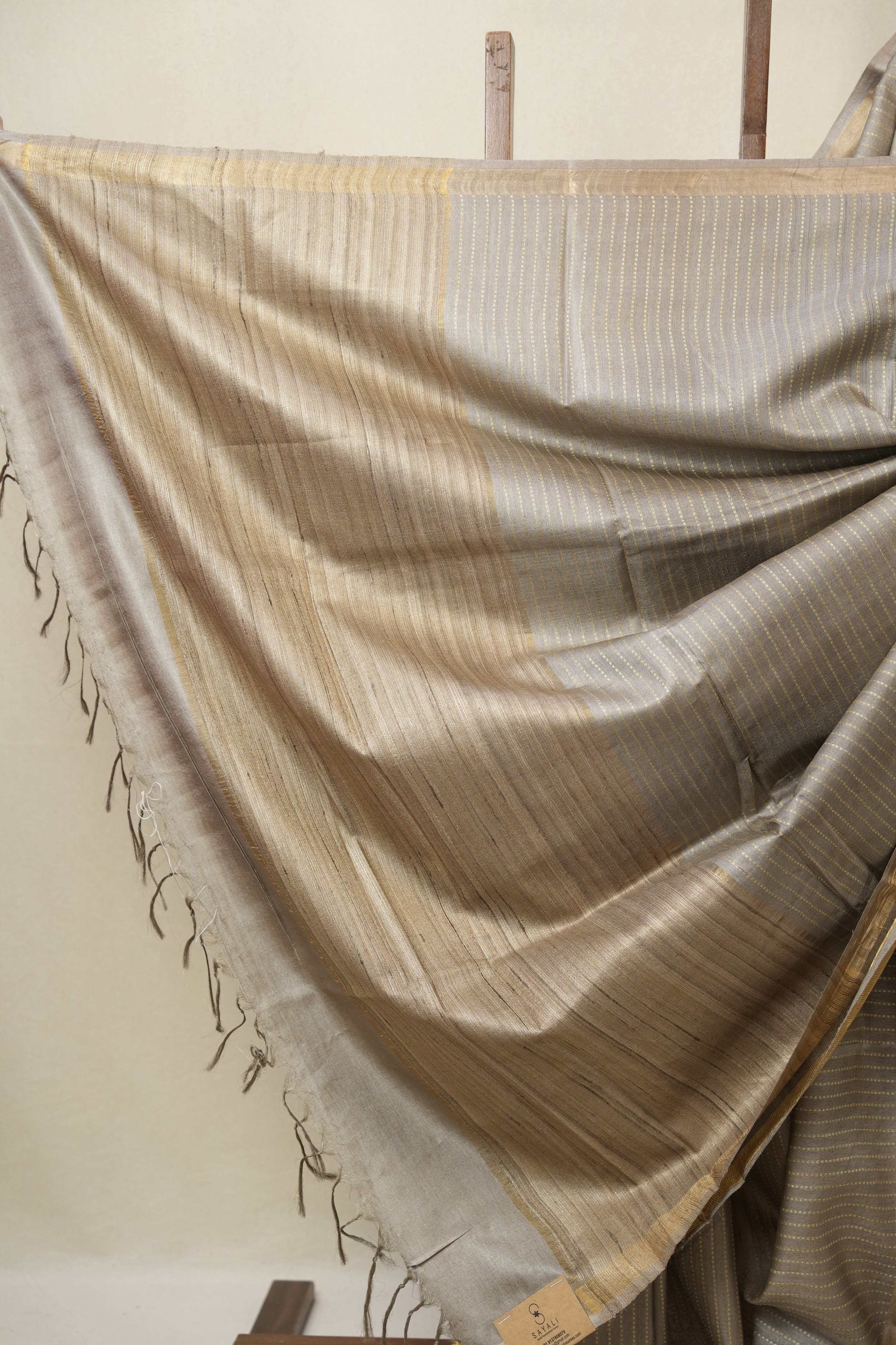 Grey Tussar Silk Saree - SRGTSS1790