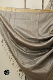 Grey Tussar Silk Saree - SRGTSS1790