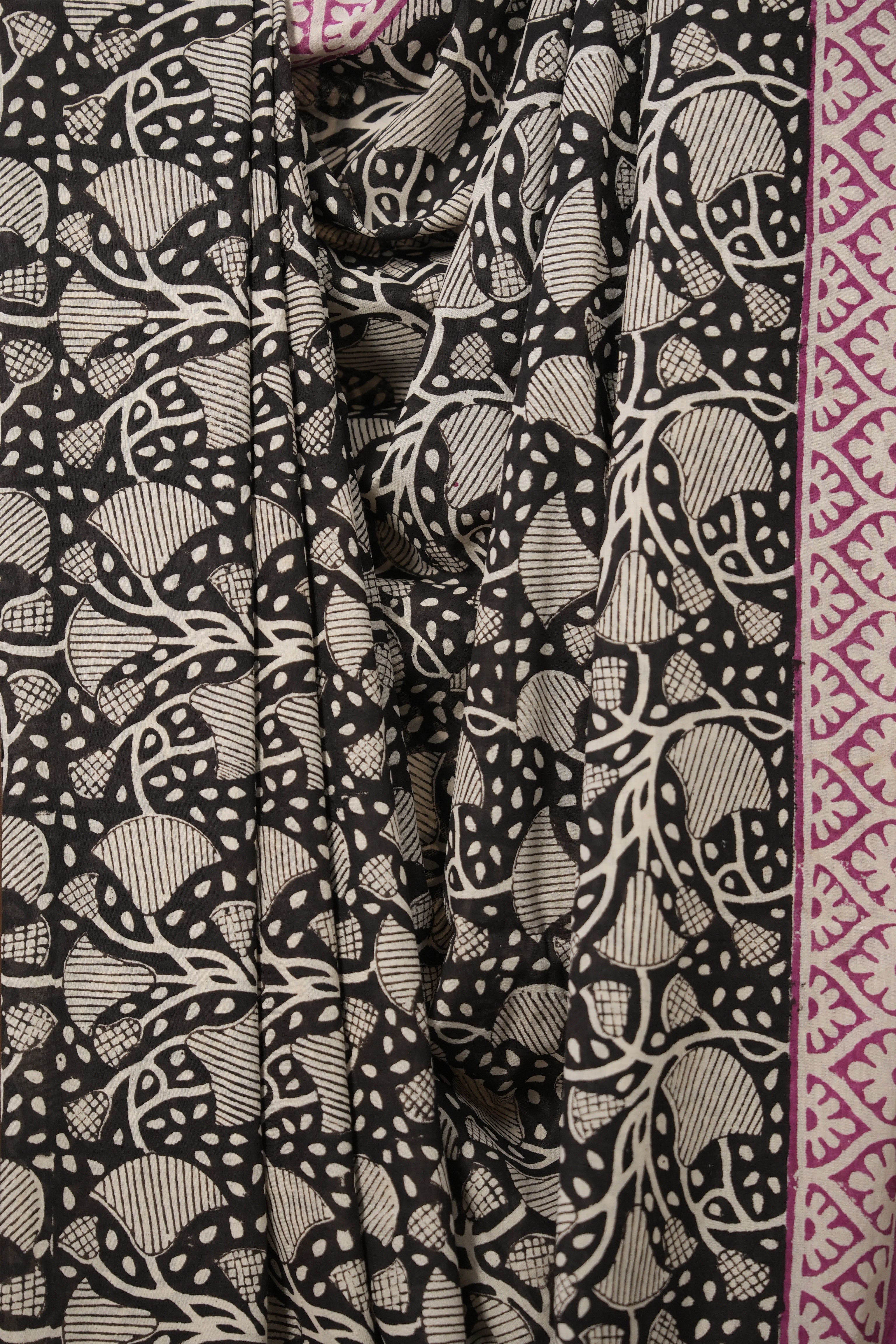 Black n White HBP Cotton Saree - SRBYCS2874