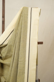 Yellow Small Checks Cotton Patteda Anchu Saree - SRYPAS315
