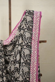 Black n White HBP Cotton Saree - SRBYCS2874