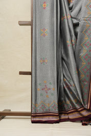 Grey Kasuti Khun Saree - SRGKKS43