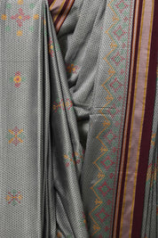 Grey Kasuti Khun Saree - SRGKKS43