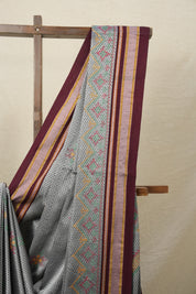 Grey Kasuti Khun Saree - SRGKKS43