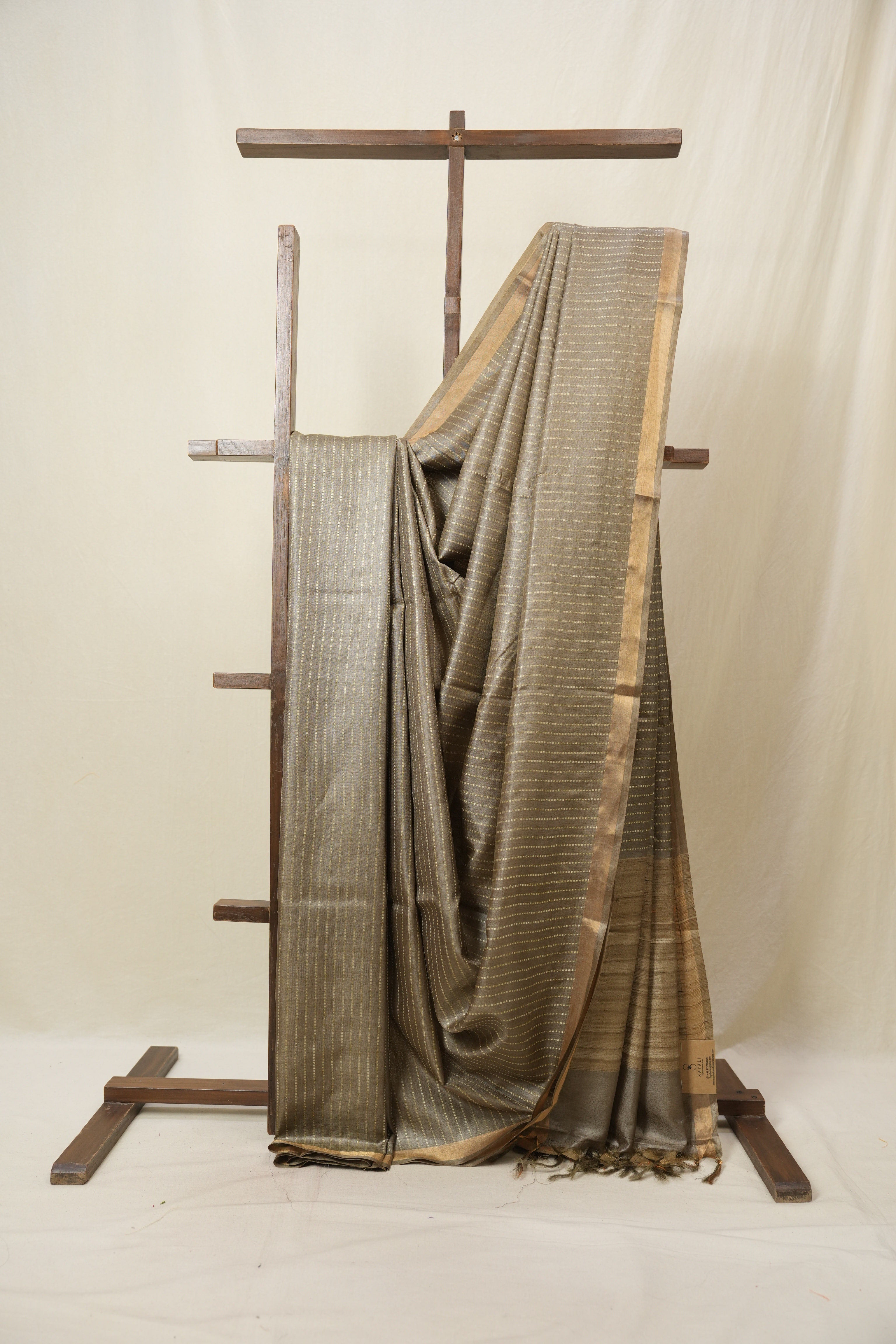 Grey Tussar Silk Saree - SRGTSS1787