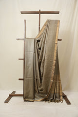 Grey Tussar Silk Saree - SRGTSS1787