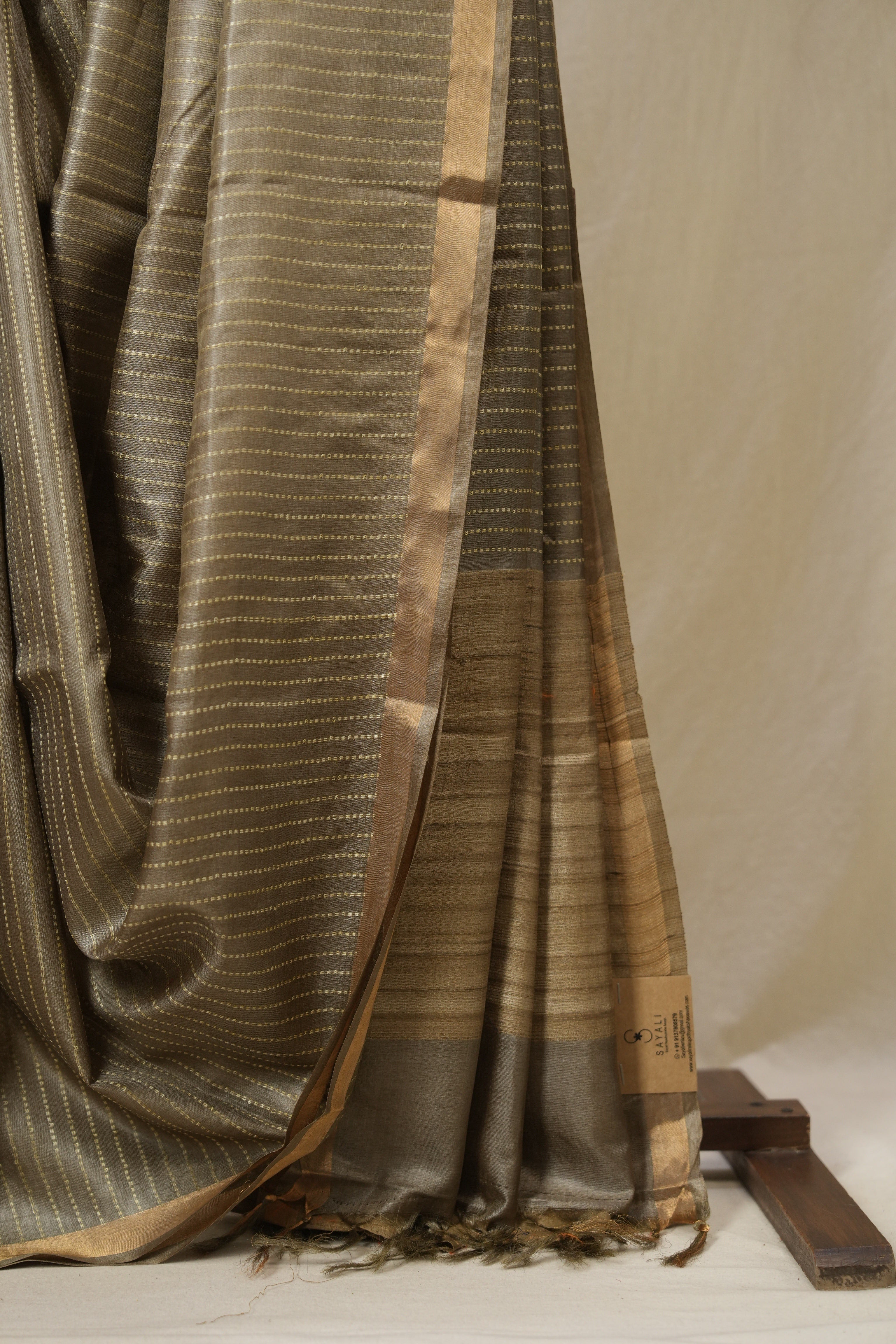 Grey Tussar Silk Saree - SRGTSS1787