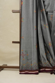 Grey Kasuti Khun Saree - SRGKKS10