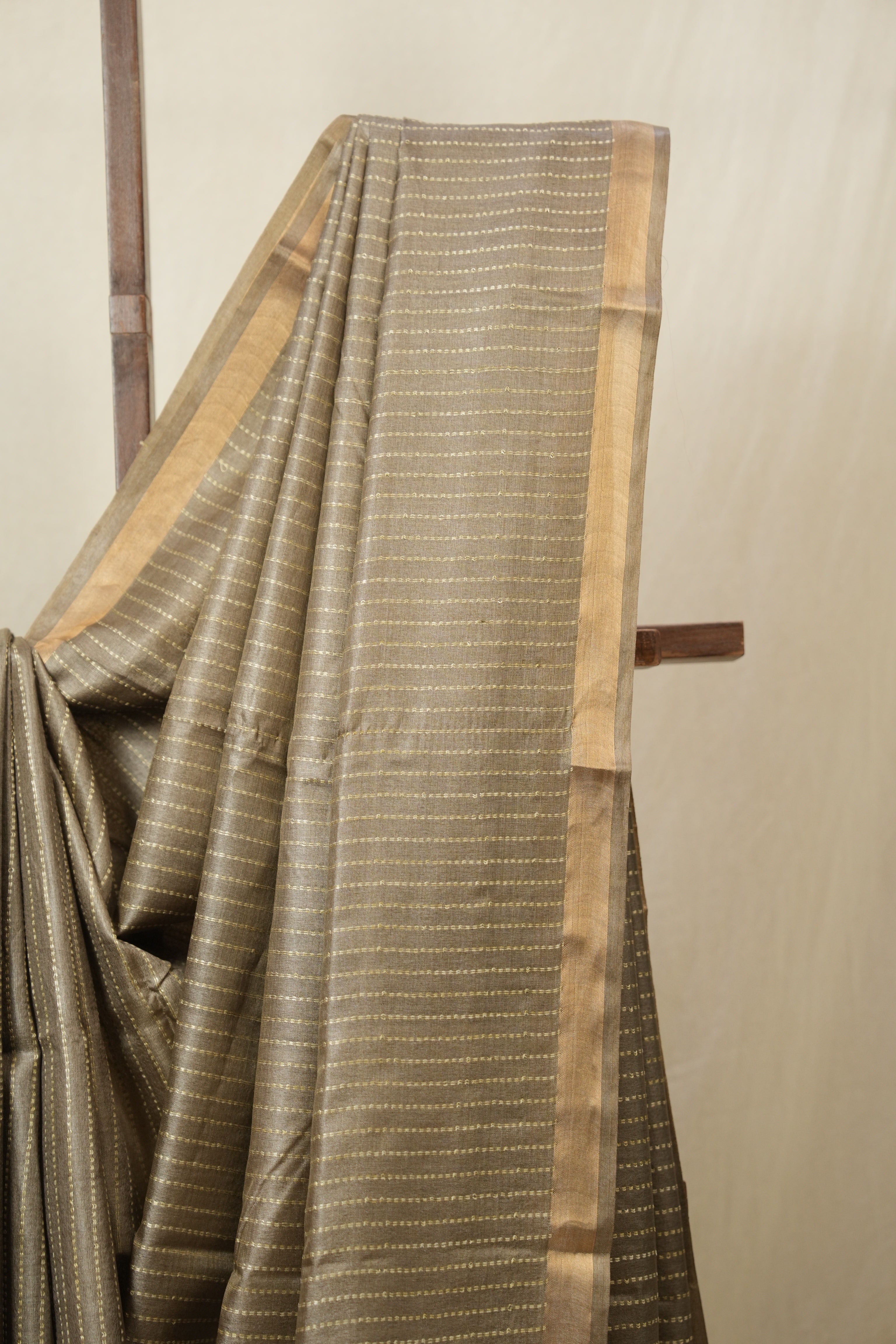 Grey Tussar Silk Saree - SRGTSS1787