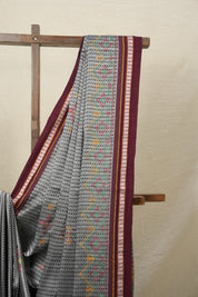Grey Kasuti Khun Saree - SRGKKS10