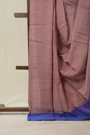 Reddish Pink Big Checks Cotton Patteda Anchu Saree - SRRPPAS314