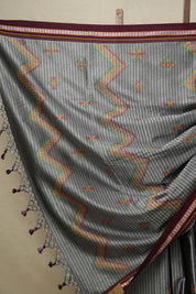 Grey Kasuti Khun Saree - SRGKKS10