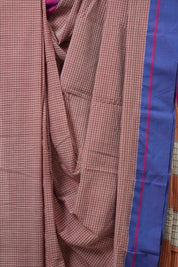 Reddish Pink Big Checks Cotton Patteda Anchu Saree - SRRPPAS314
