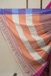 Reddish Pink Big Checks Cotton Patteda Anchu Saree - SRRPPAS314