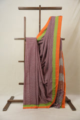 Reddish Pink Small Checks Cotton Patteda Anchu Saree - SRRPPAS316