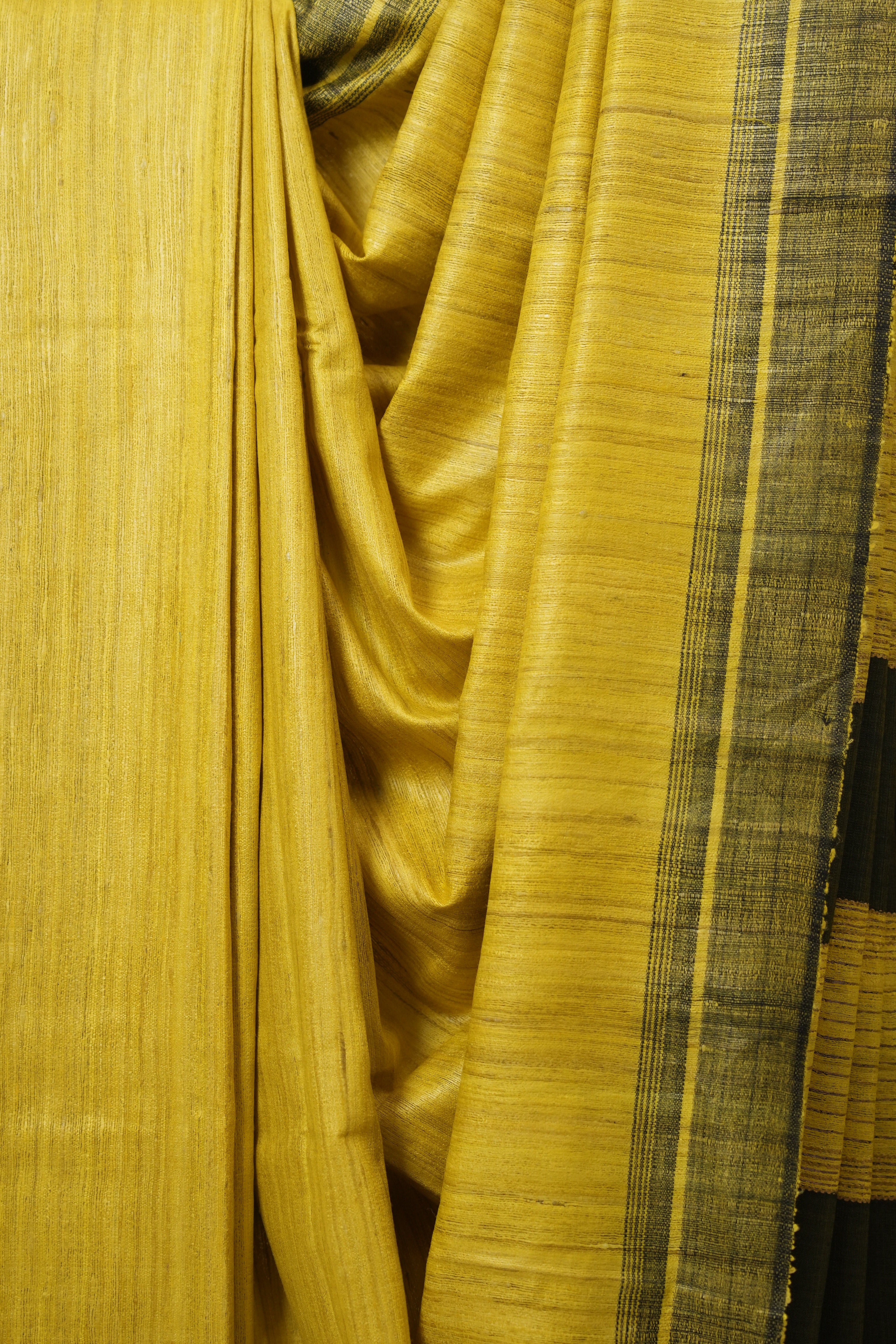 Yellow Tussar Silk Saree - SRYTSS1805