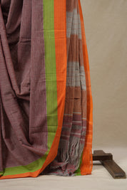Reddish Pink Small Checks Cotton Patteda Anchu Saree - SRRPPAS316