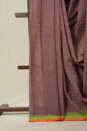 Reddish Pink Small Checks Cotton Patteda Anchu Saree - SRRPPAS316