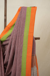 Reddish Pink Small Checks Cotton Patteda Anchu Saree - SRRPPAS316