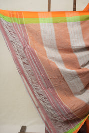 Reddish Pink Small Checks Cotton Patteda Anchu Saree - SRRPPAS316