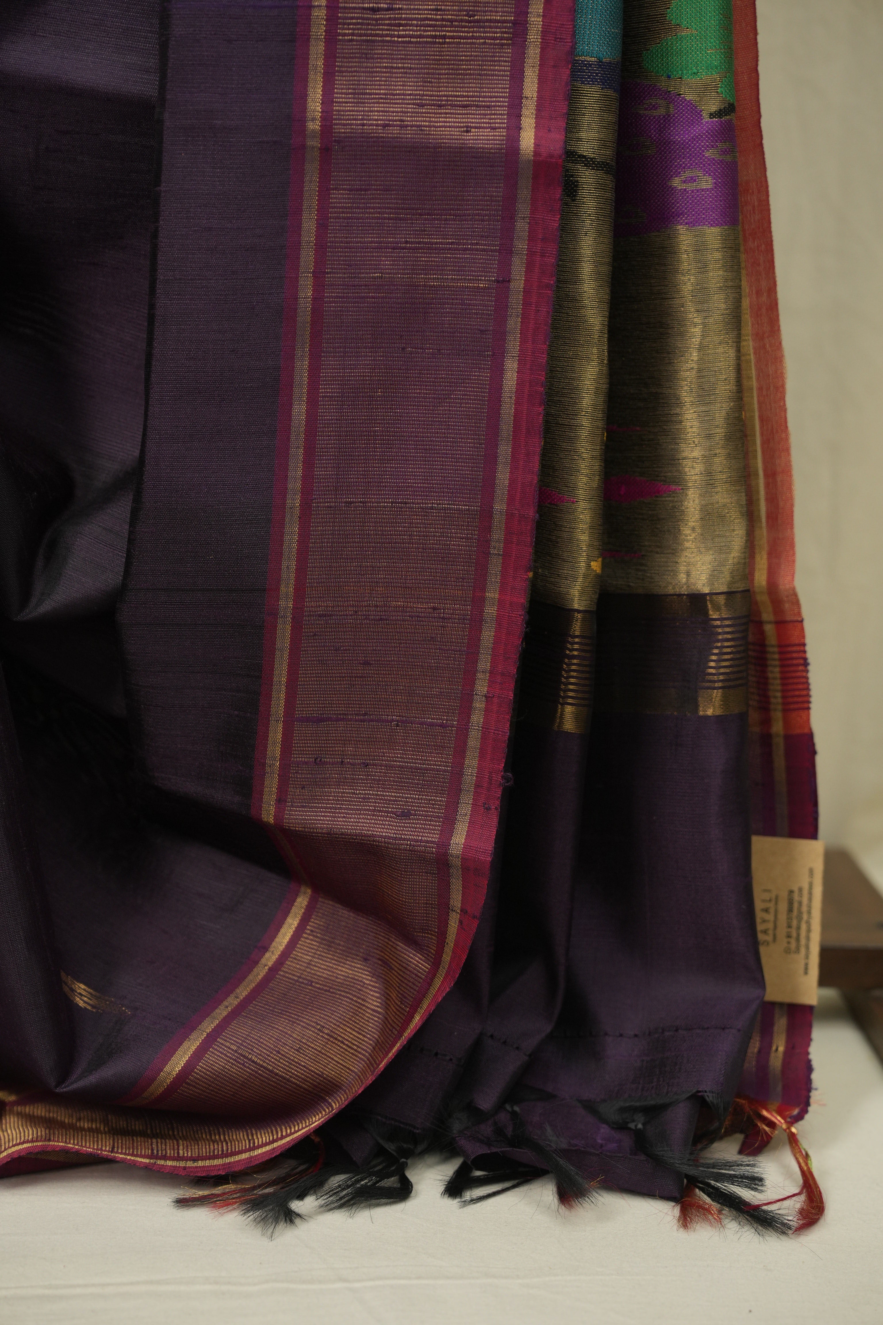 Wine Raw Silk Saree - SRWRSS1068