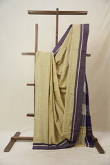 Yellow Big Checks Cotton Patteda Anchu Saree - SRYPAS313