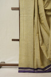 Yellow Big Checks Cotton Patteda Anchu Saree - SRYPAS313