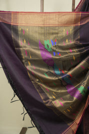 Wine Raw Silk Saree - SRWRSS1068