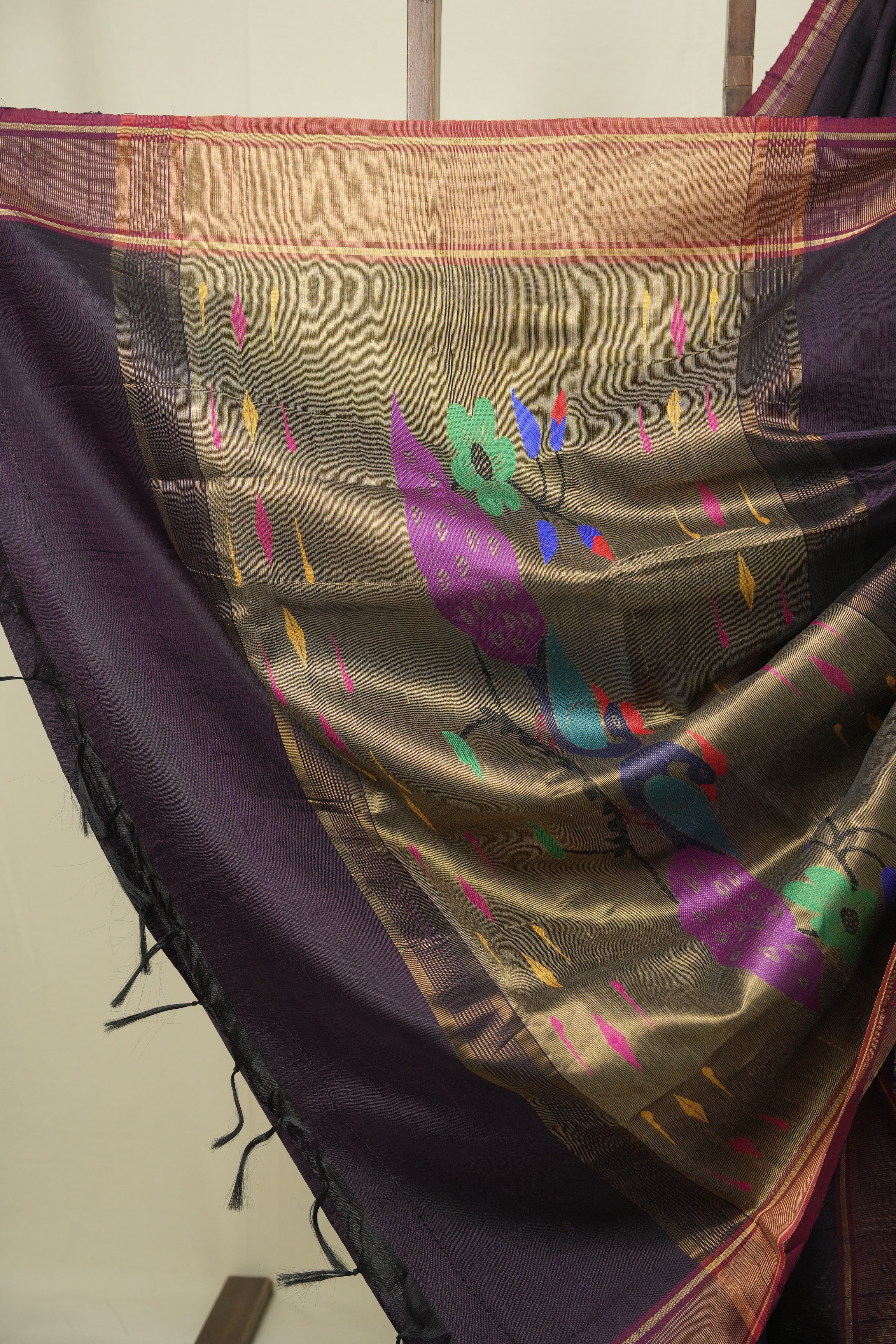 Wine Raw Silk Saree - SRWRSS1068