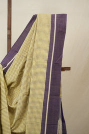 Yellow Big Checks Cotton Patteda Anchu Saree - SRYPAS313