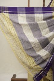 Yellow Big Checks Cotton Patteda Anchu Saree - SRYPAS313