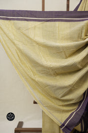 Yellow Big Checks Cotton Patteda Anchu Saree - SRYPAS313