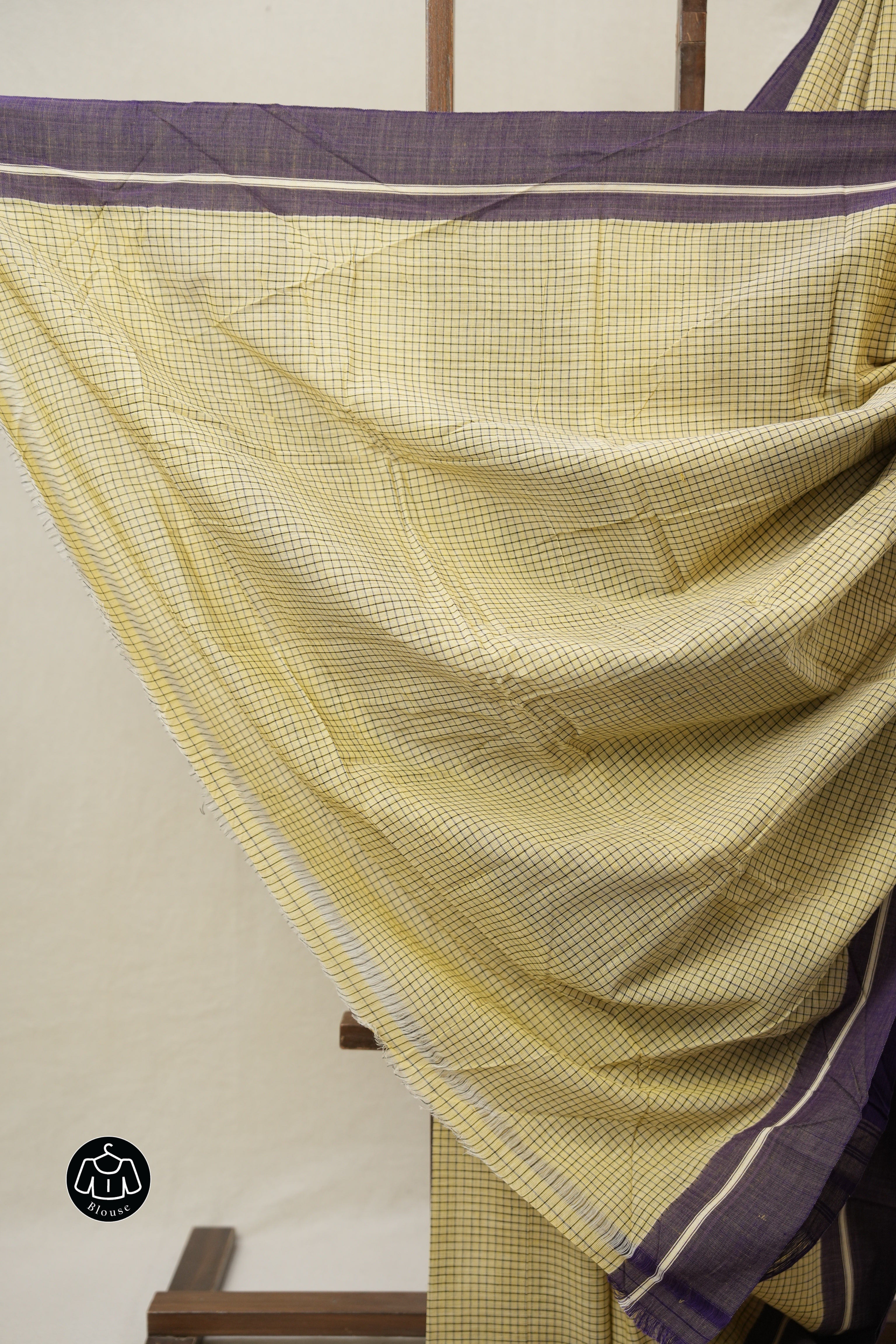 Yellow Big Checks Cotton Patteda Anchu Saree - SRYPAS313