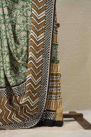 Grass Green HBP Cotton Saree - SRGGCS2869