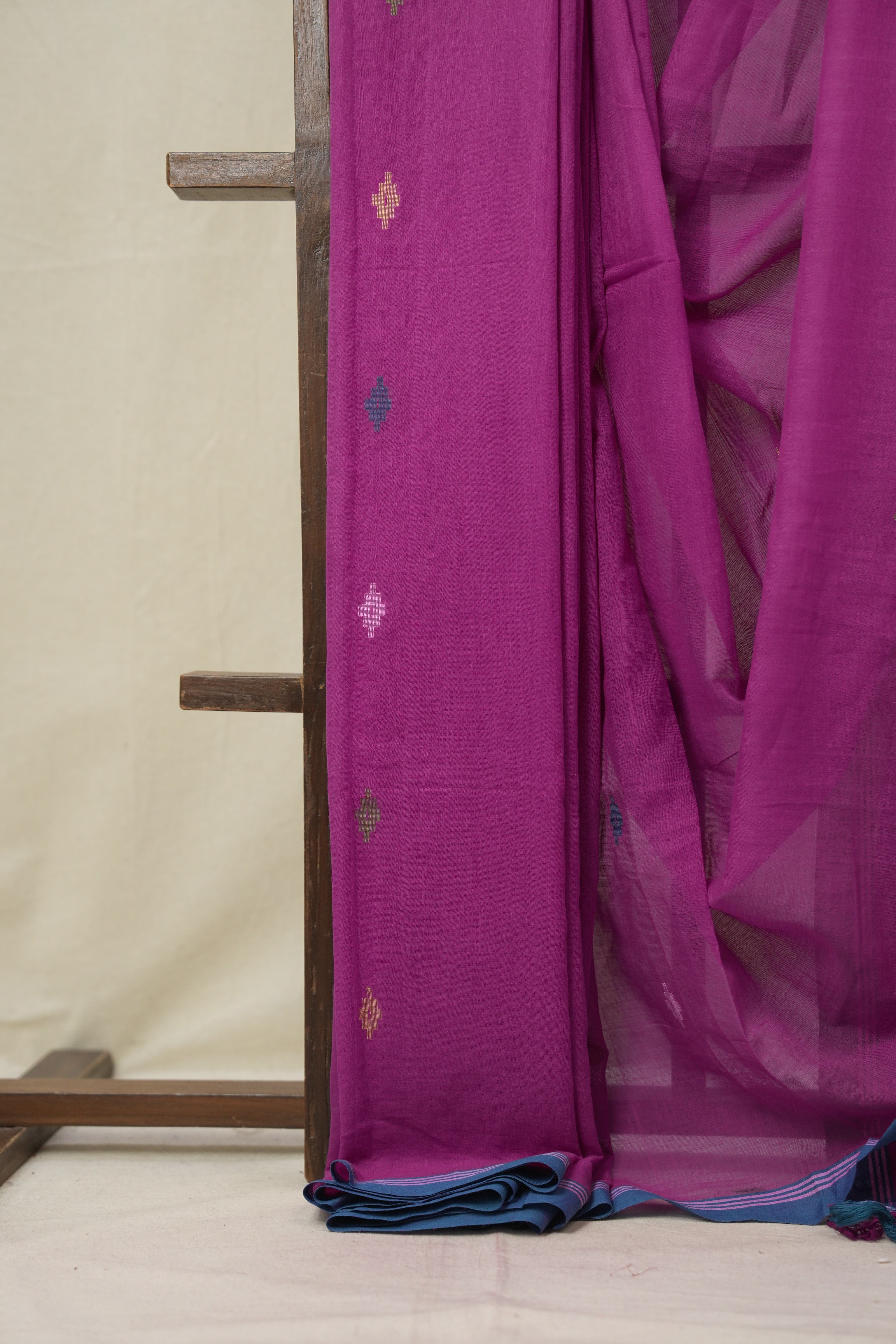 Pink Mul Bengal Cotton Jamdani Saree - SRPCJS244