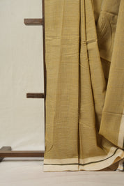 Yellow Small Checks Cotton Patteda Anchu Saree - SRYPAS320