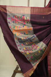 Maroon Raw Silk Saree - SRMRSS1066