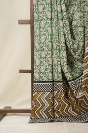 Grass Green HBP Cotton Saree - SRGGCS2869