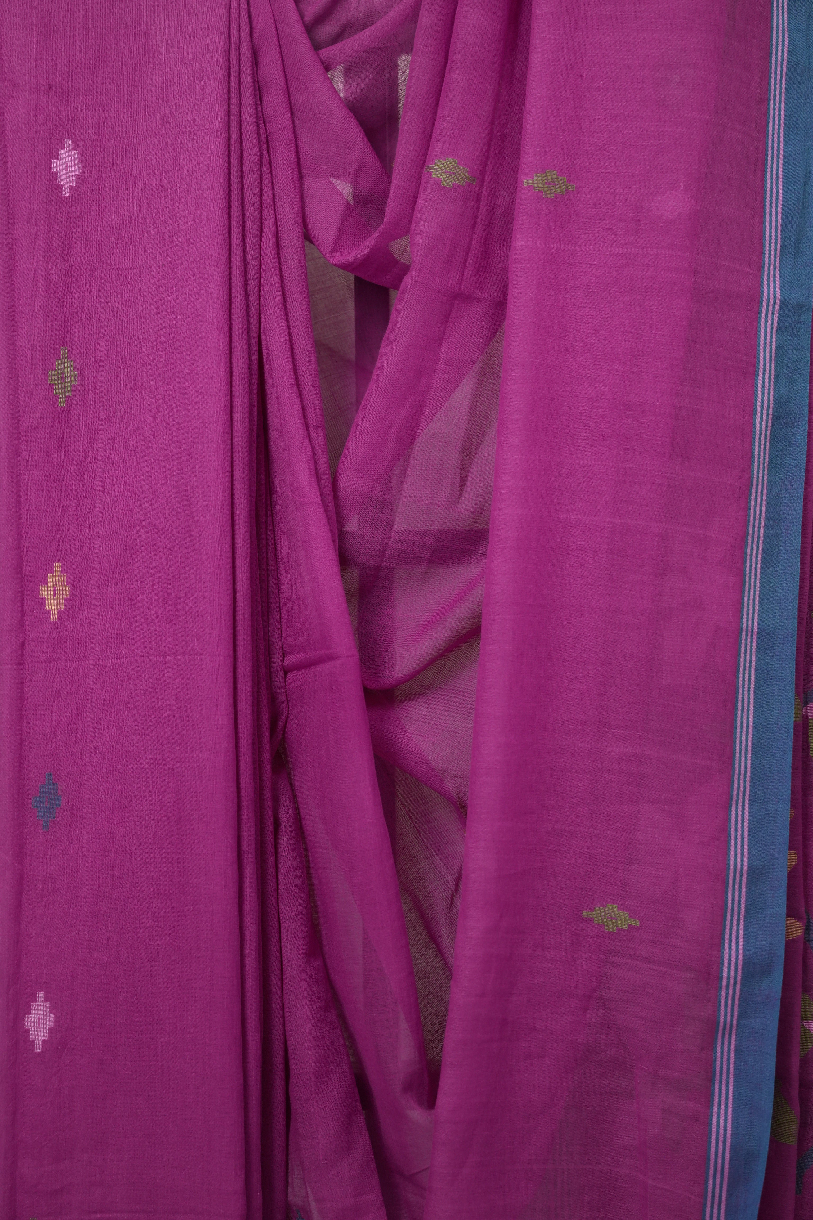 Pink Mul Bengal Cotton Jamdani Saree - SRPCJS244